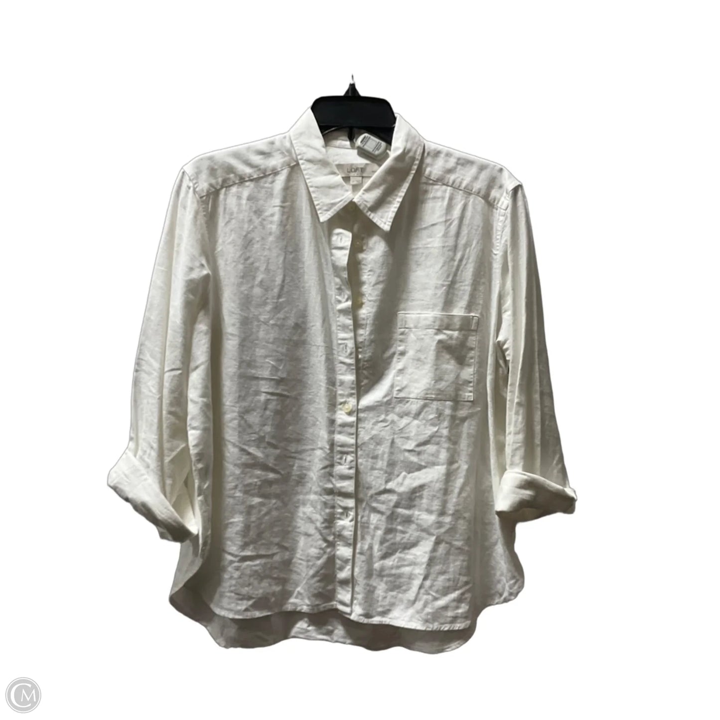 Blouse 3/4 Sleeve By Loft In White, Size: Lp
