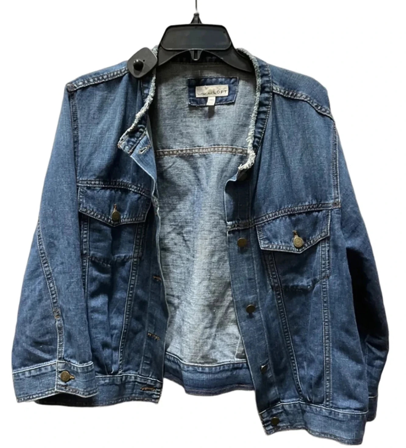 Jacket Denim By Loft In Blue Denim, Size: Xxl