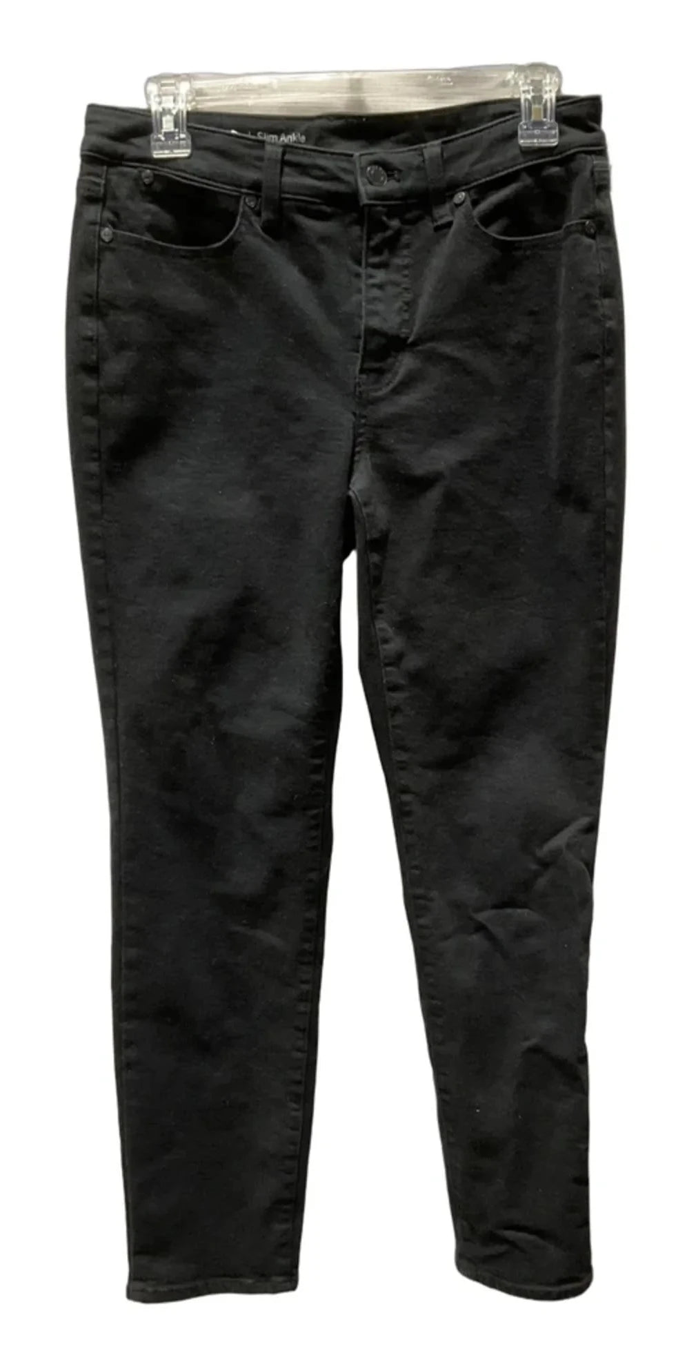 Jeans Straight By Talbots In Black Denim, Size: 4