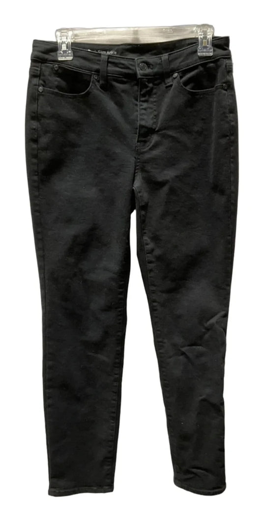 Jeans Straight By Talbots In Black Denim, Size: 4