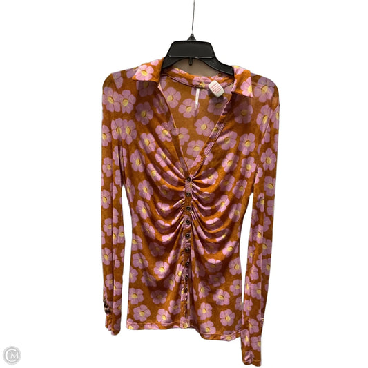 Blouse Long Sleeve By Free People In Floral Print, Size: S