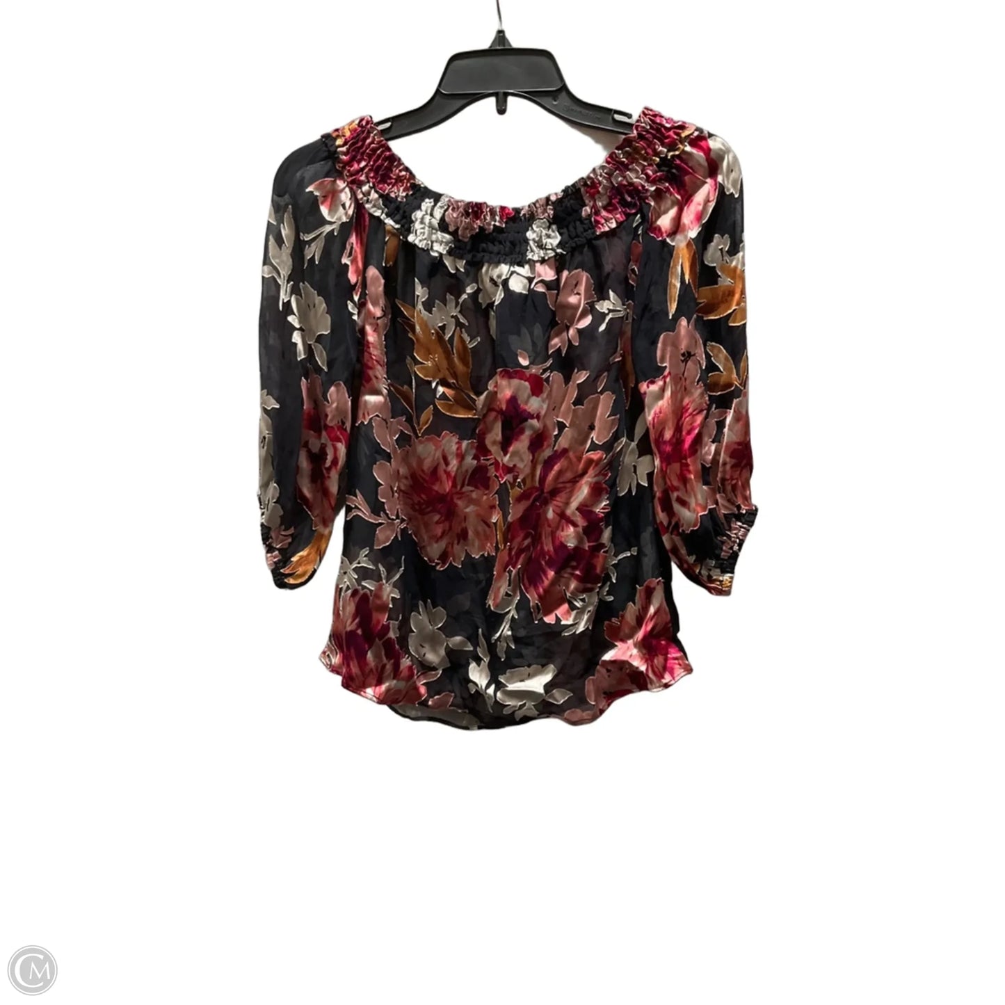 Top Short Sleeve By White House Black Market In Floral Print, Size: Xxs