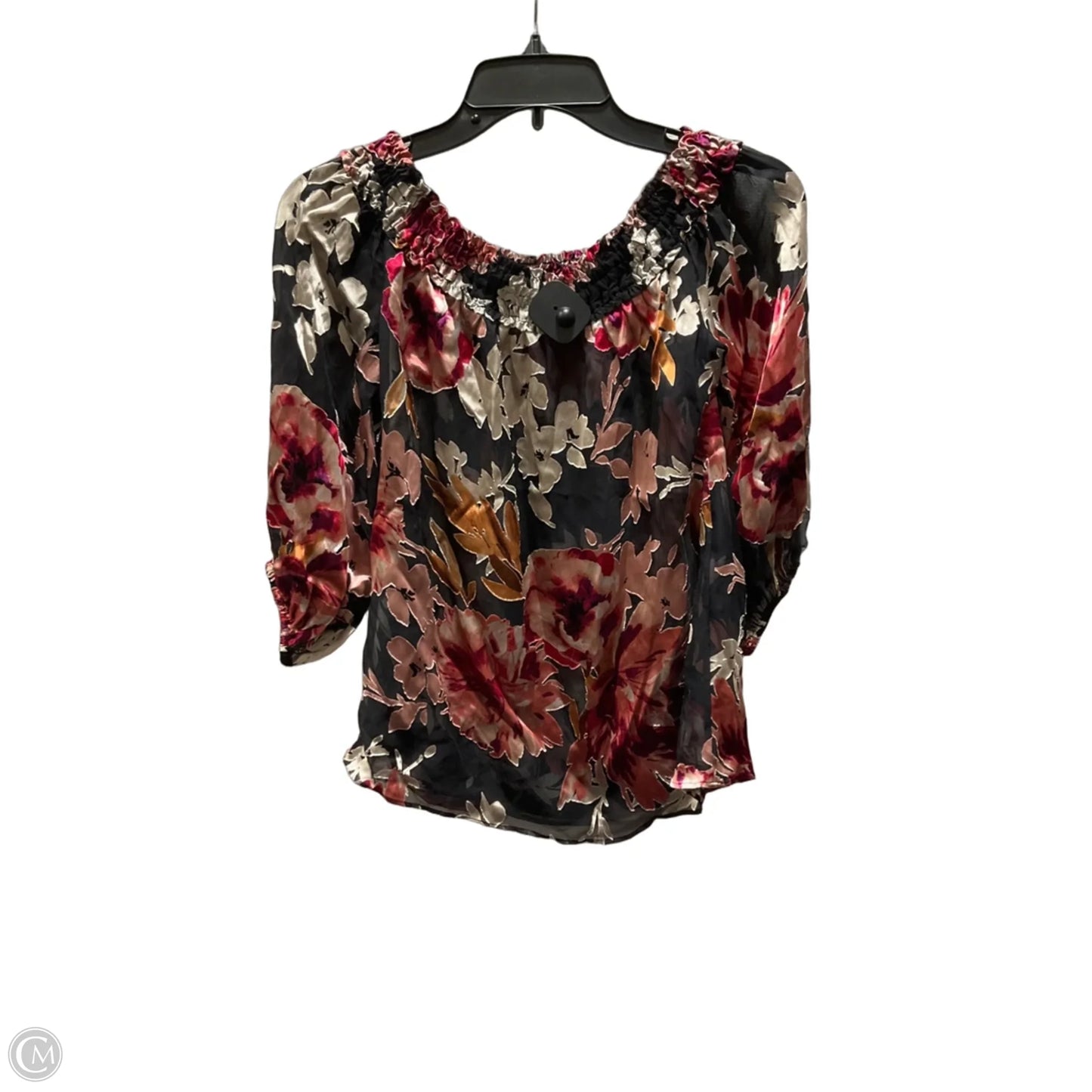 Top Short Sleeve By White House Black Market In Floral Print, Size: Xxs