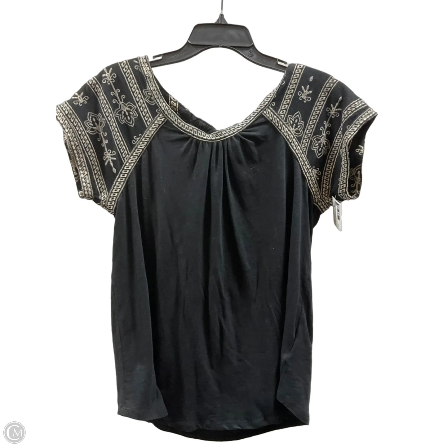 Top Short Sleeve By Ruff Hewn In Black & Tan, Size: M