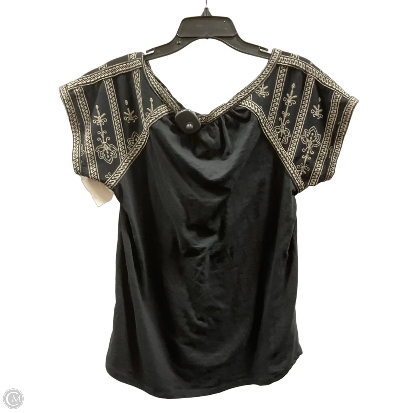 Top Short Sleeve By Ruff Hewn In Black & Tan, Size: M