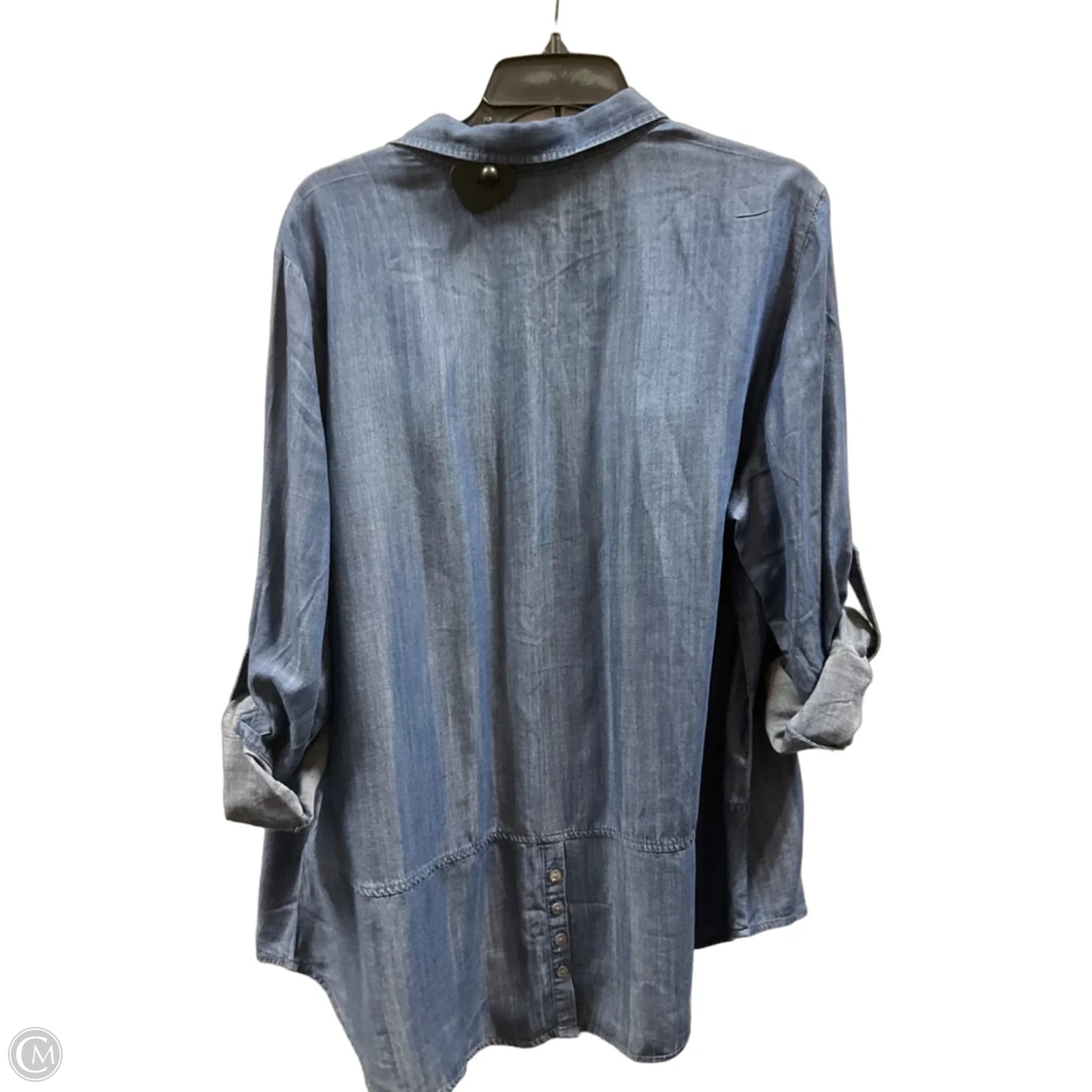 Blouse Long Sleeve By Liverpool In Blue, Size: Xl