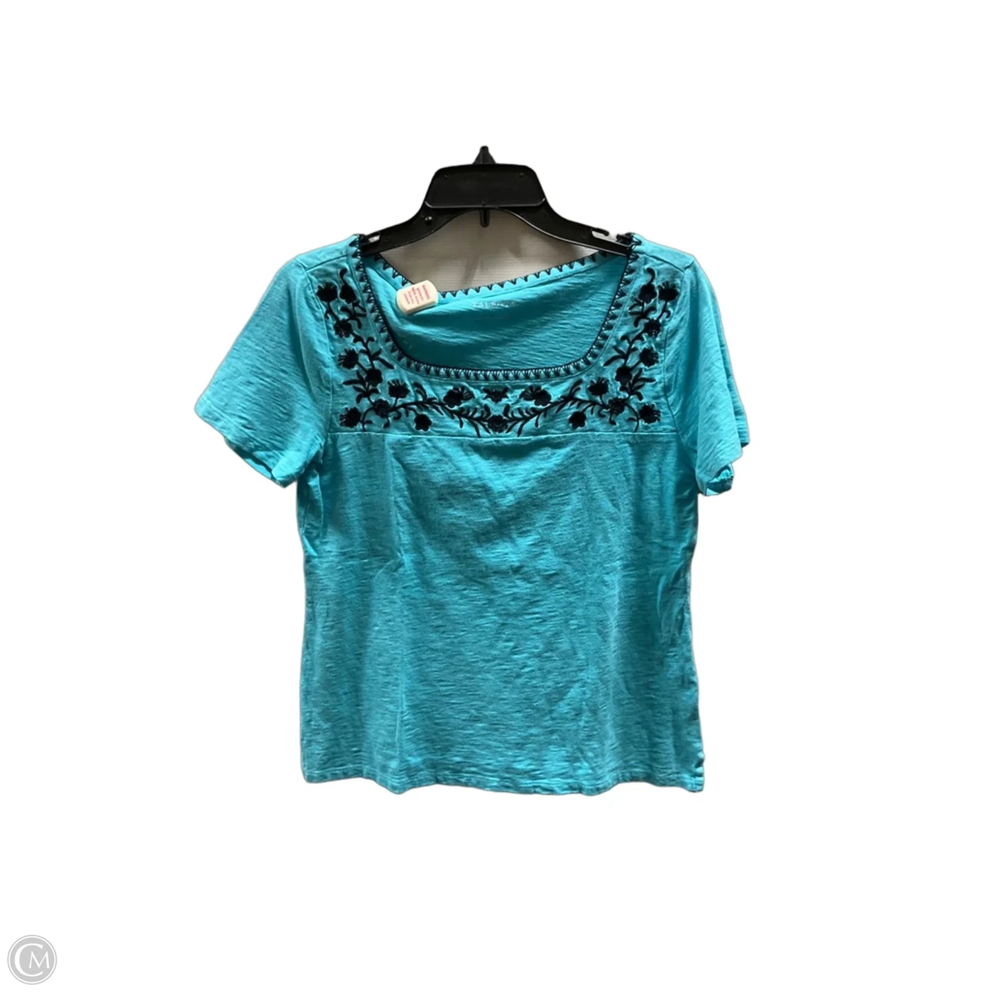 Top Short Sleeve Basic By Talbots In Black & Blue, Size: S