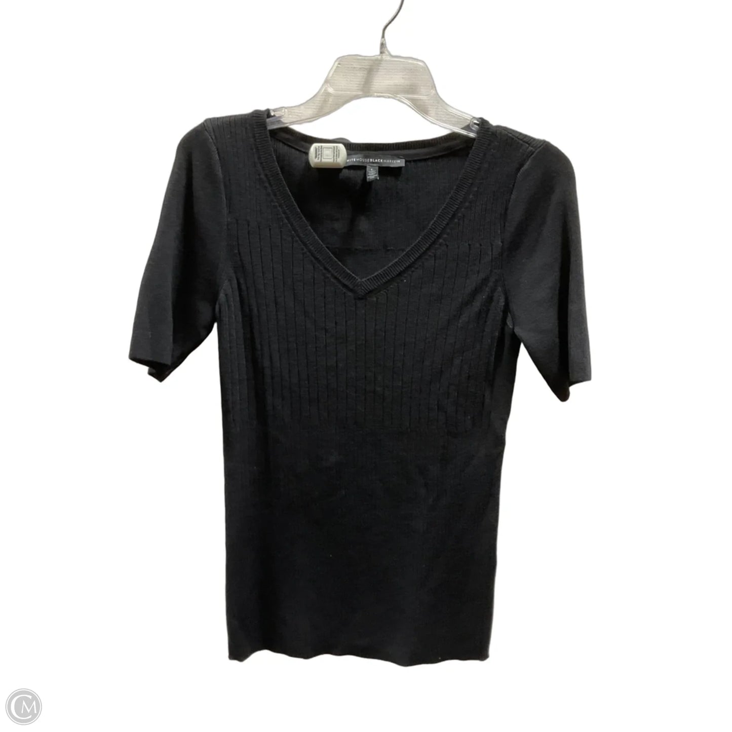 Top Short Sleeve By White House Black Market In Black, Size: L