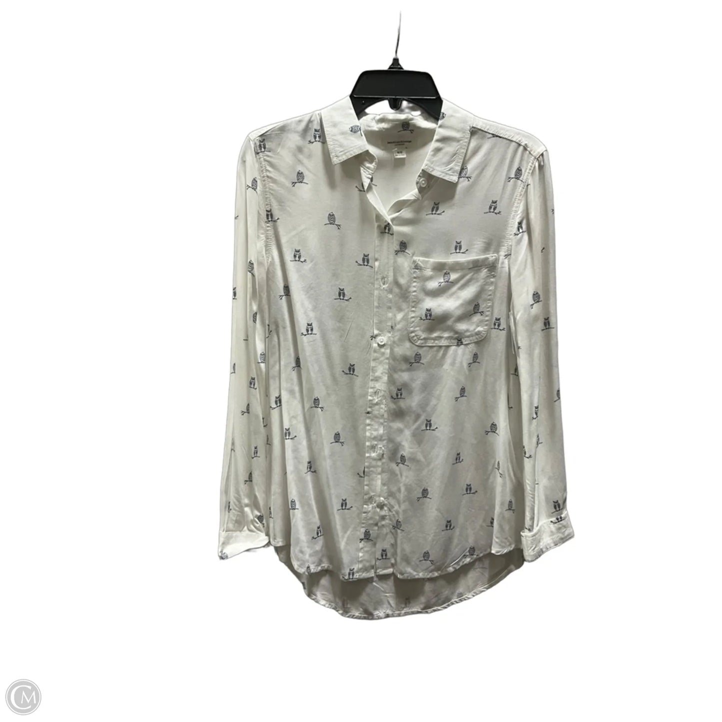 Blouse Long Sleeve By Beachlunchlounge In Blue & White, Size: M
