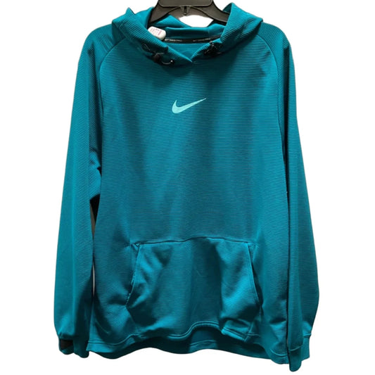 Athletic Sweatshirt Hoodie By Nike In Teal, Size: L