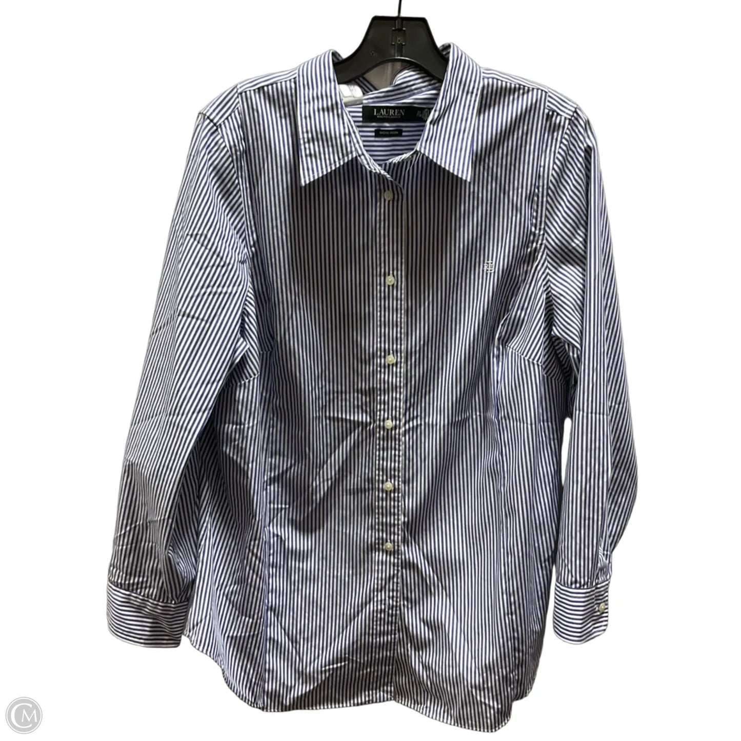 Blouse Long Sleeve By Lauren By Ralph Lauren In Striped Pattern, Size: 2x