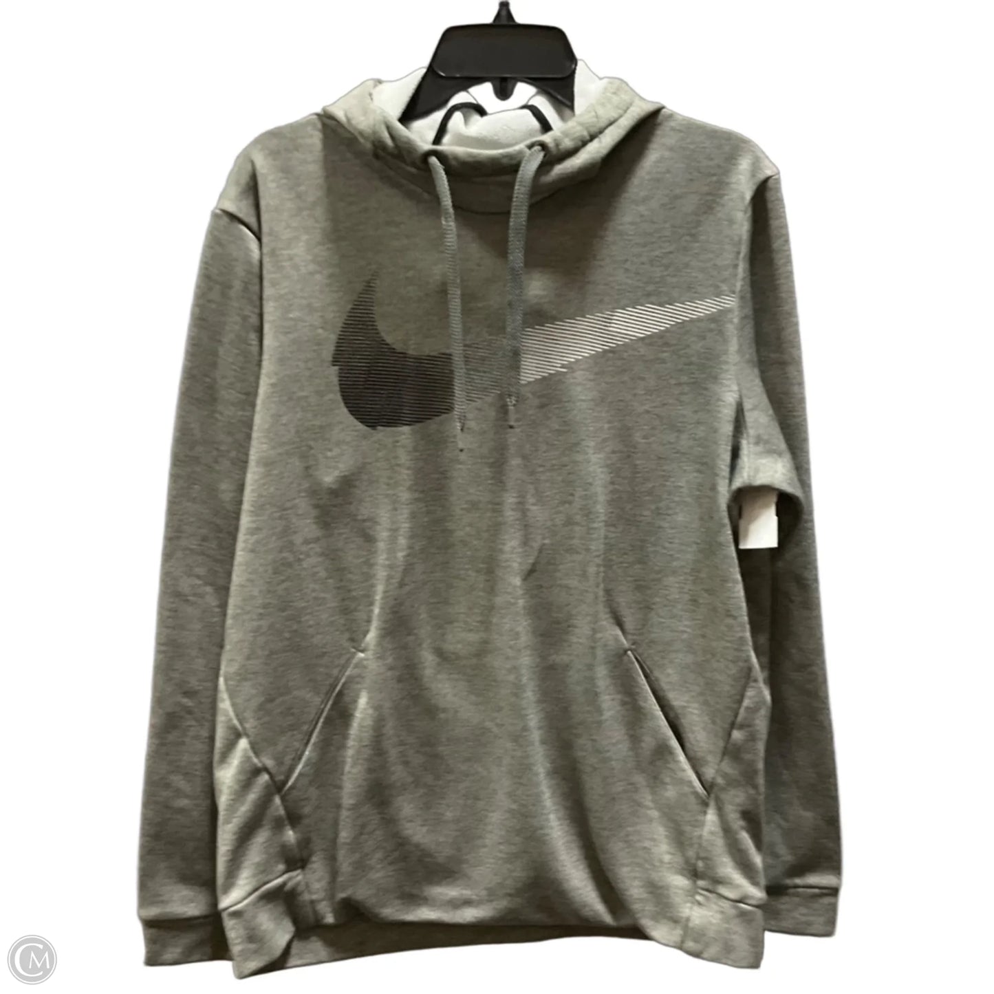Athletic Sweatshirt Hoodie By Nike In Grey, Size: M