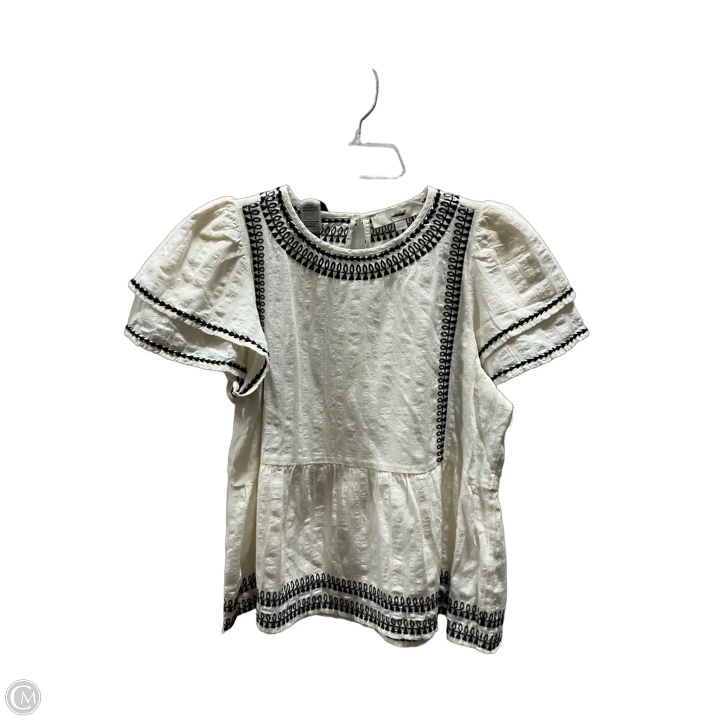 Top Short Sleeve By Loft In Black & Cream, Size: Xs