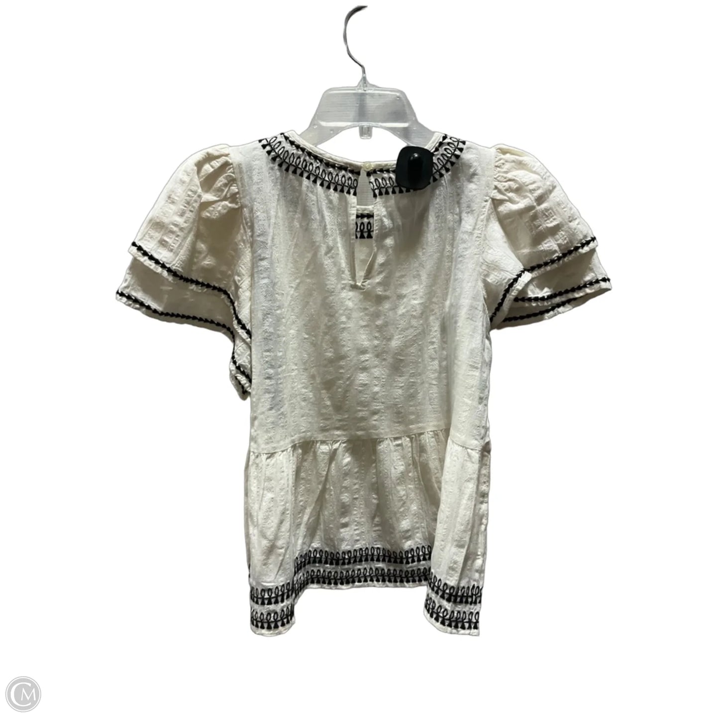 Top Short Sleeve By Loft In Black & Cream, Size: Xs