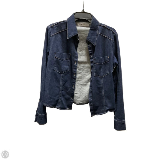 Jacket Denim By Zara In Blue Denim, Size: L