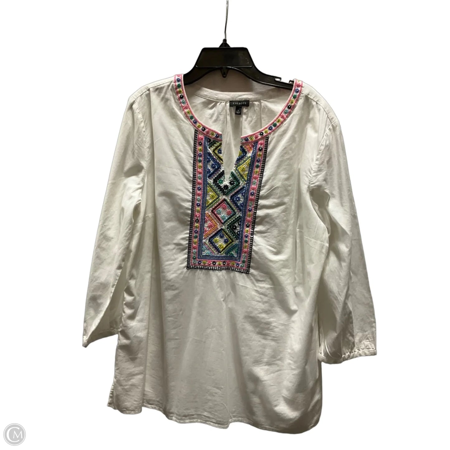 Top Long Sleeve By Talbots In White, Size: L
