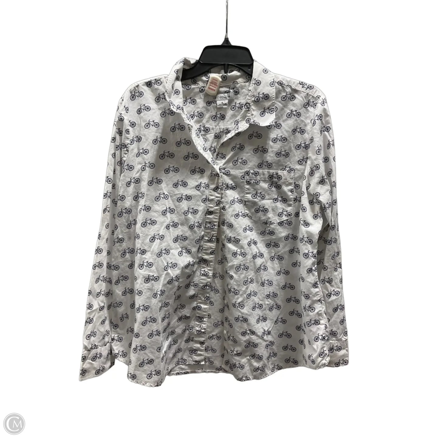 Blouse 3/4 Sleeve By Liz Claiborne In Blue & White, Size: Xl