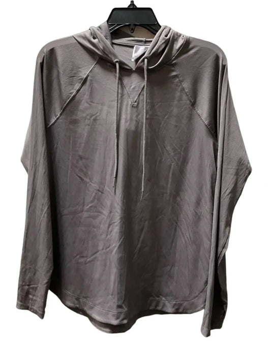 Athletic Top Long Sleeve Hoodie By Sage In Grey, Size: L