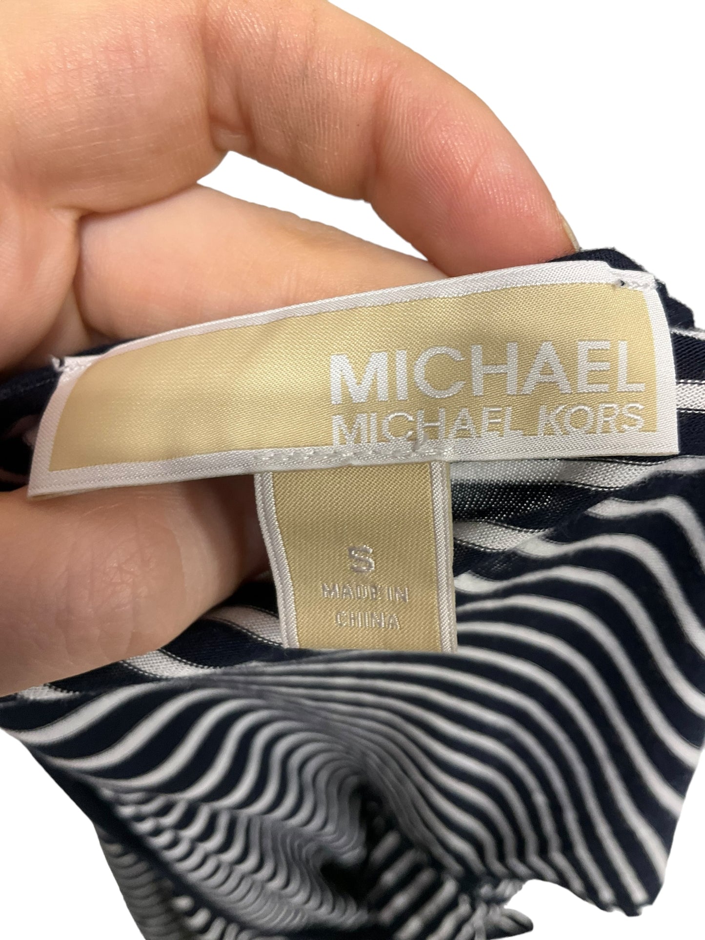 Striped Pattern Top Short Sleeve Michael By Michael Kors, Size S