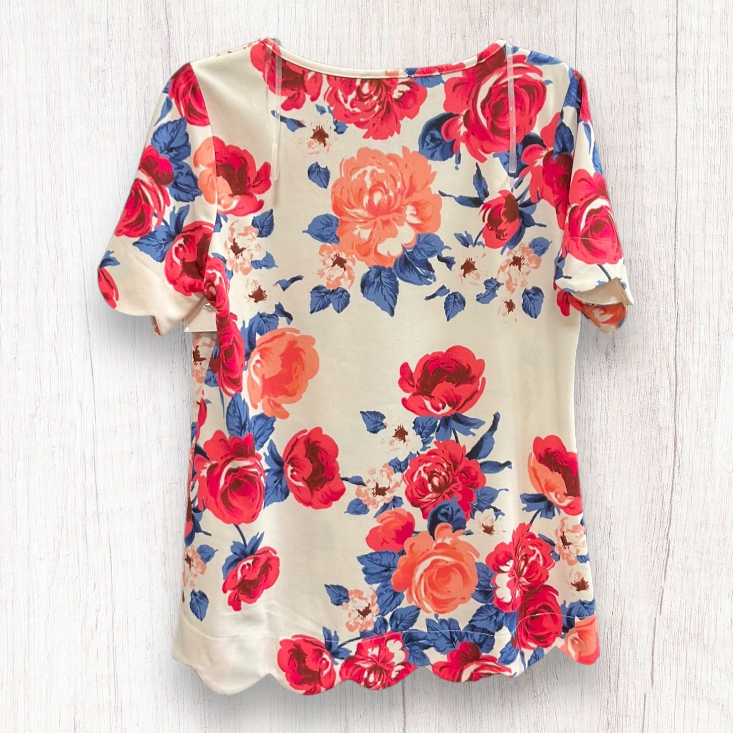 Floral Print Top Short Sleeve Clothes Mentor, Size M