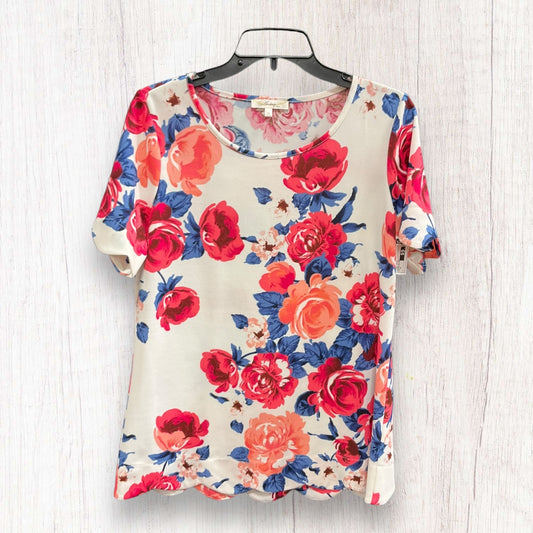 Floral Print Top Short Sleeve Clothes Mentor, Size M