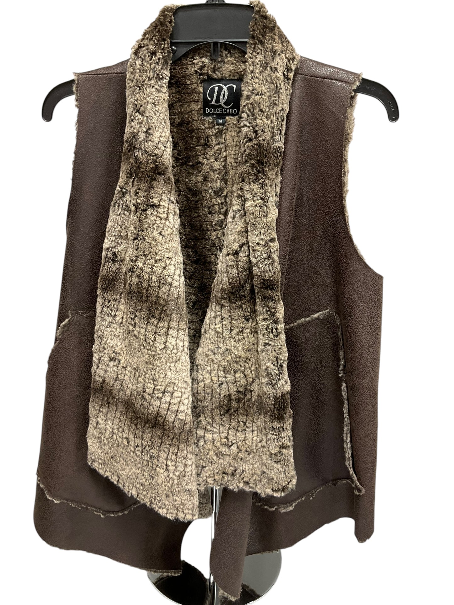 Vest Faux Fur & Sherpa By Clothes Mentor In Brown, Size: M