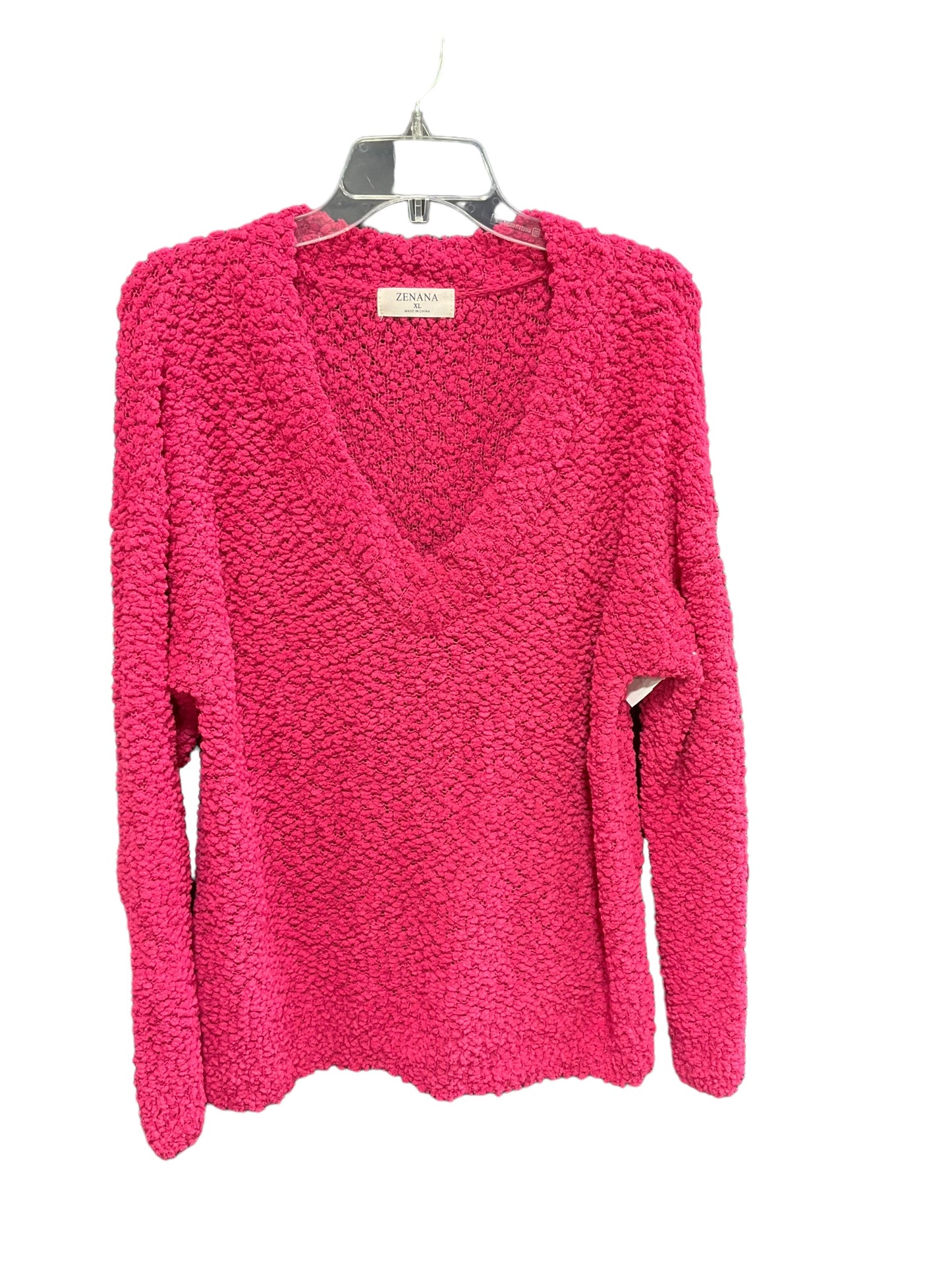 Sweater Cardigan By Zenana Outfitters In Pink, Size: Xl