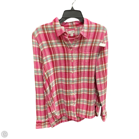 Blouse Long Sleeve By J. Crew In Pink & Red, Size: M