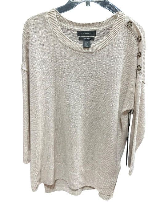 Sweater By Tahari By Arthur Levine In Beige, Size: L