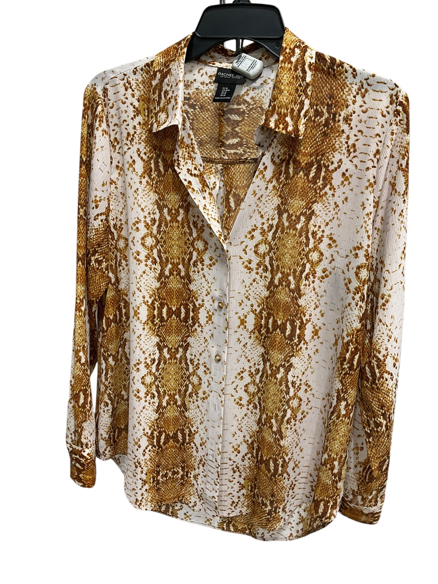 Blouse Long Sleeve By Rachel Zoe In Cream & Orange, Size: M