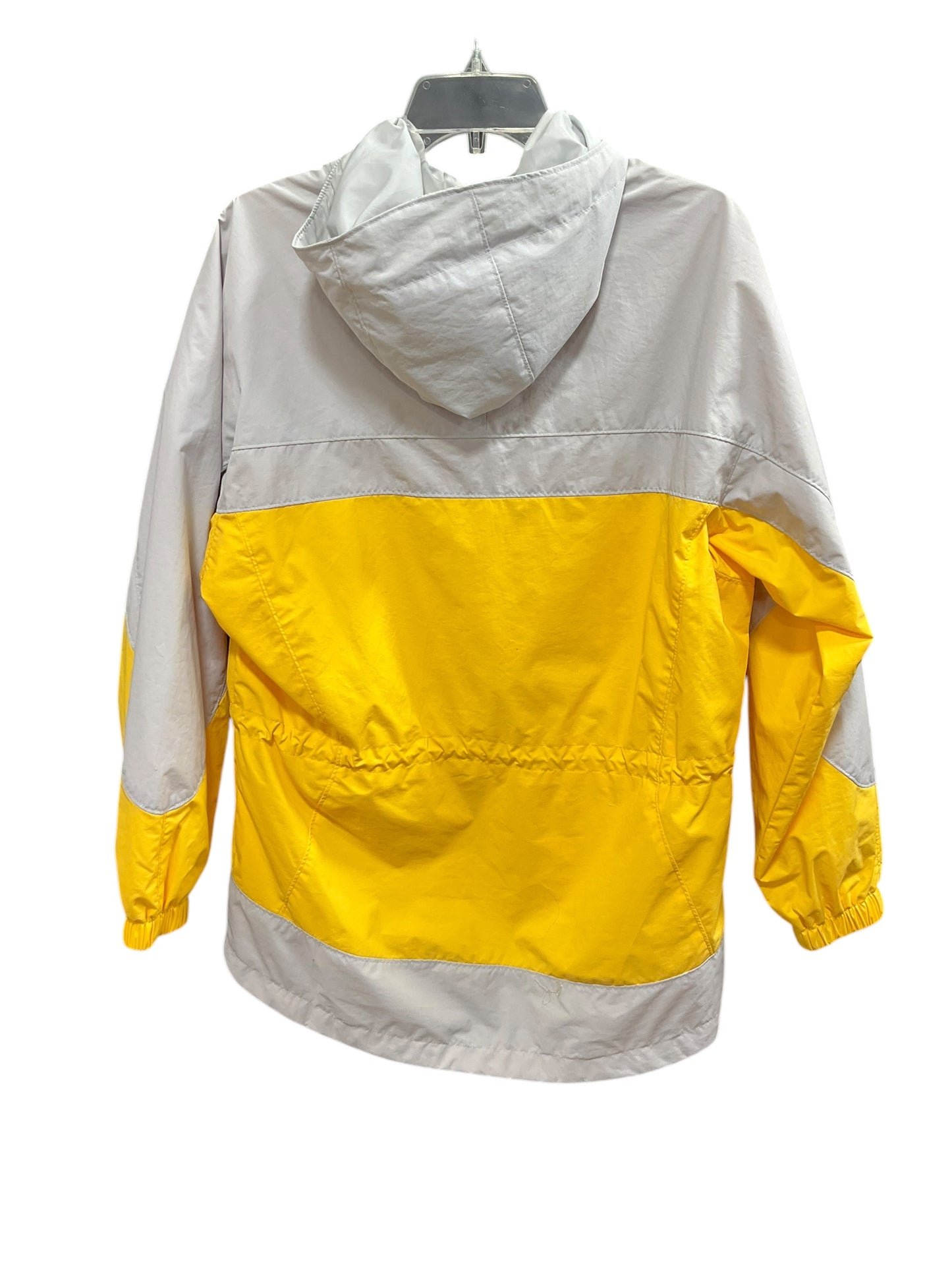 Jacket Windbreaker By Columbia In Grey & Yellow, Size: M