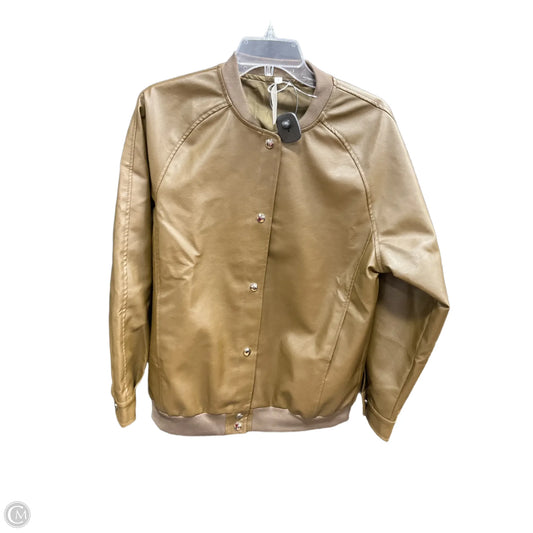 Jacket Moto By Clothes Mentor In Brown, Size: S