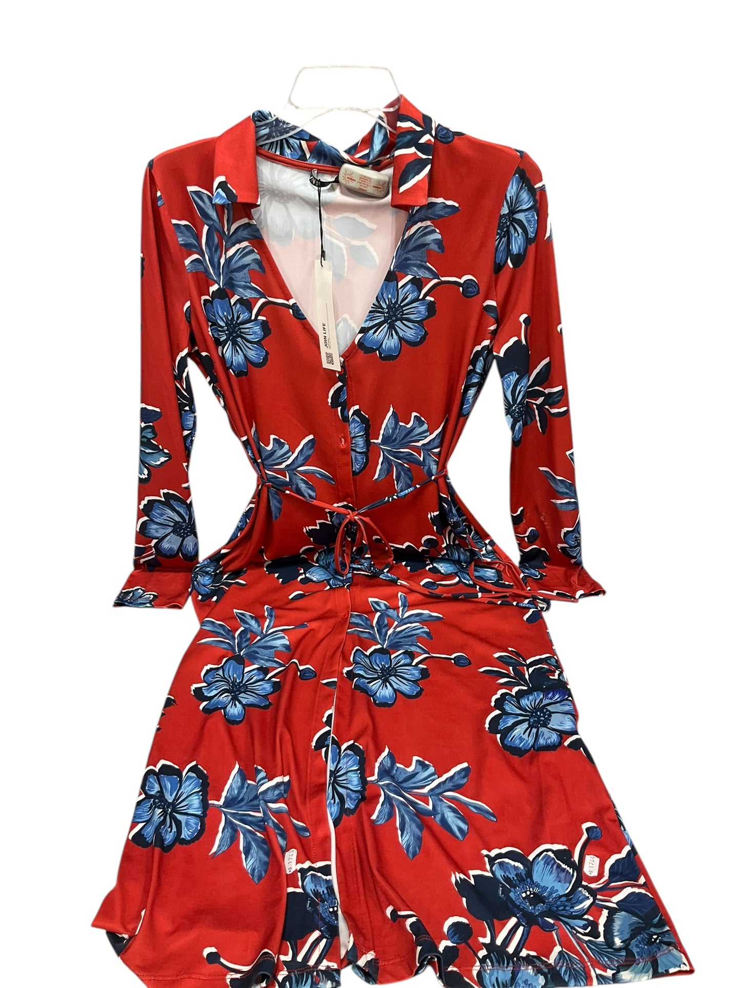 Dress Casual Midi By Zara In Blue & Red, Size: S