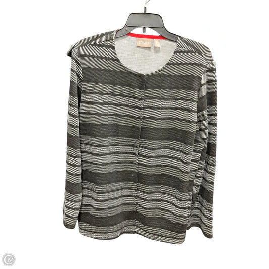 Sweater Cardigan By Chicos In Black & White, Size: L