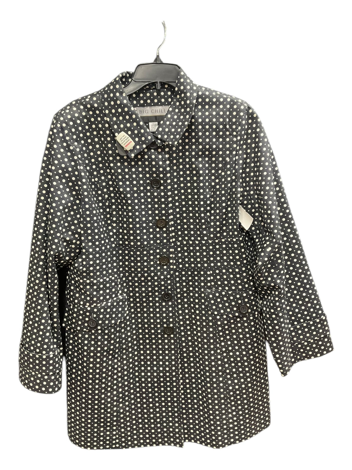 Coat Peacoat By Clothes Mentor In Polkadot Pattern, Size: L