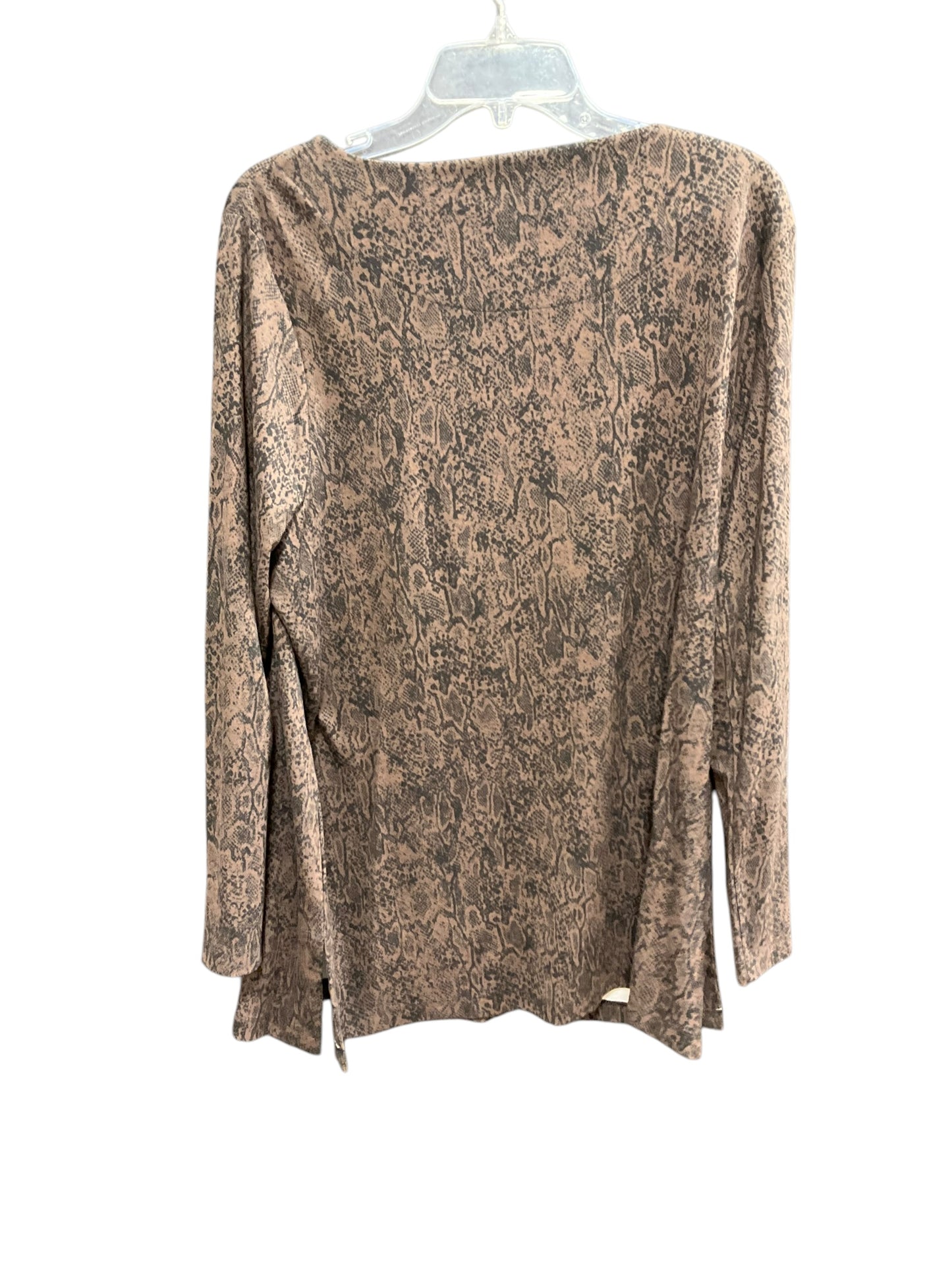 Top Long Sleeve By Chicos In Black & Brown, Size: Xl