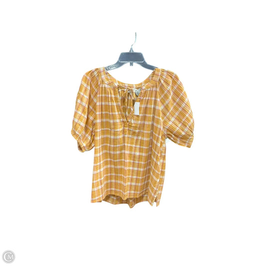 Top Short Sleeve By Loft In Red & Tan, Size: M