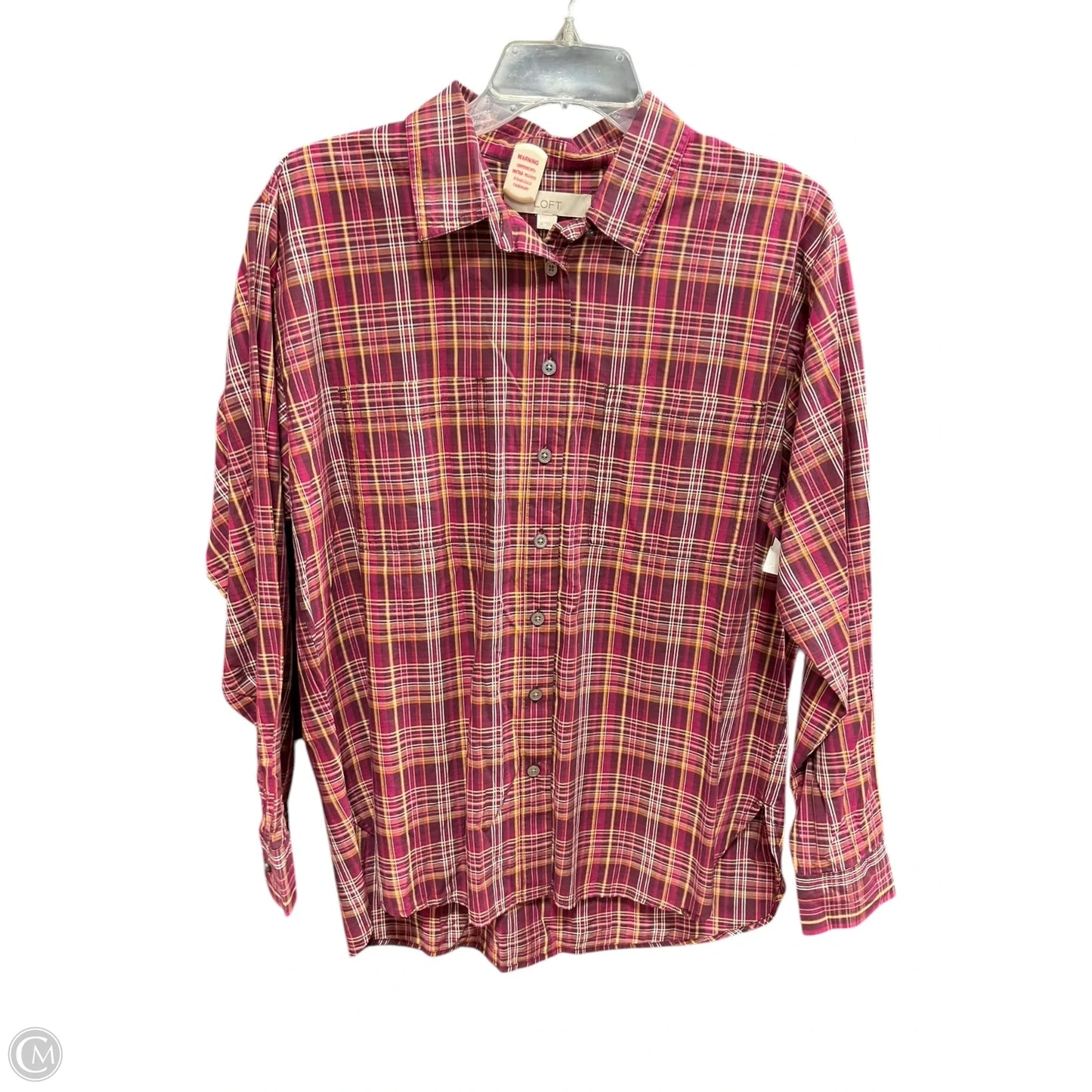 Blouse Long Sleeve By Loft In Orange & Pink, Size: M