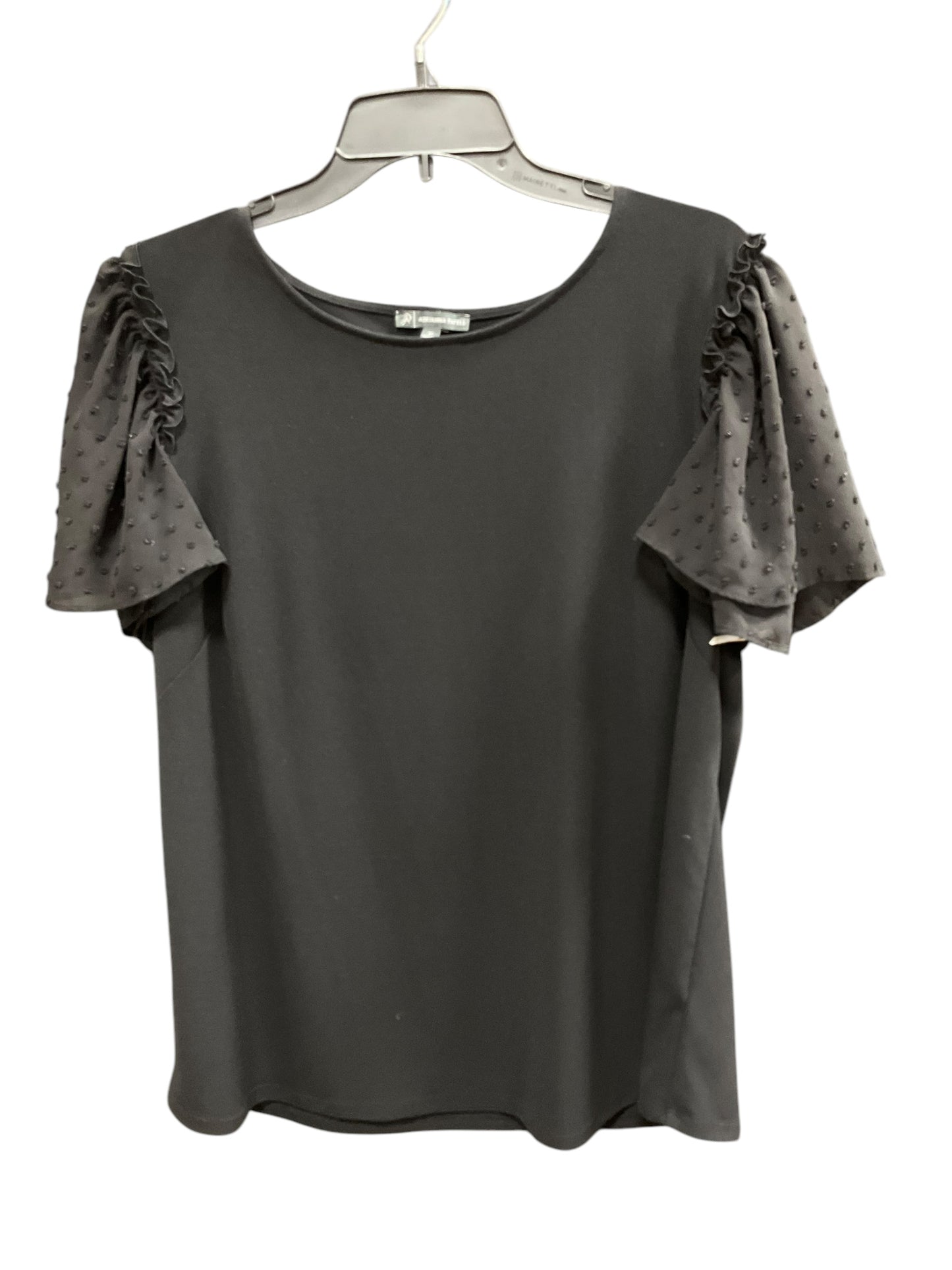 Top Short Sleeve By Adrianna Papell In Black, Size: 1x