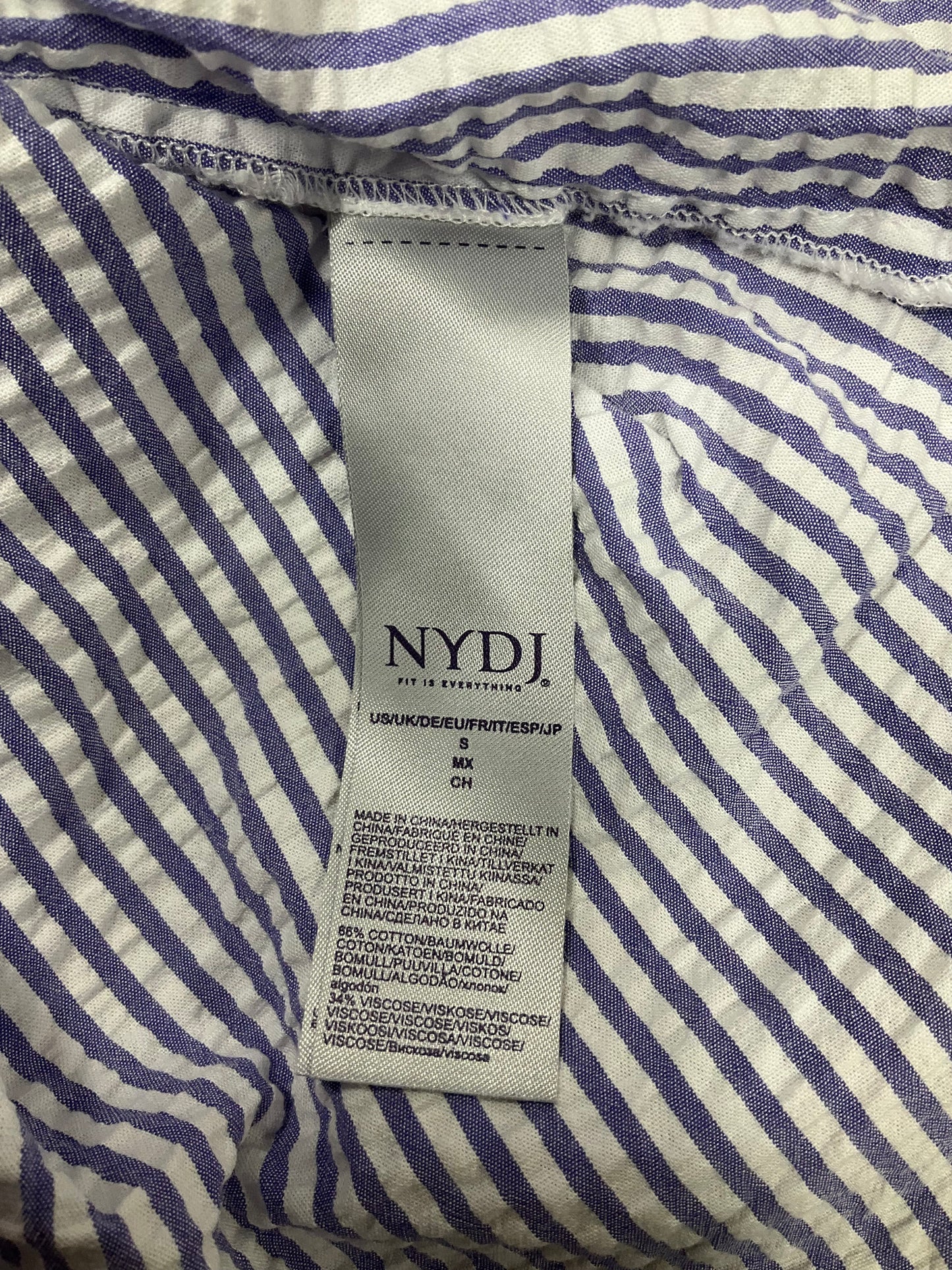 Blouse Long Sleeve By Not Your Daughters Jeans In Blue & White, Size: S