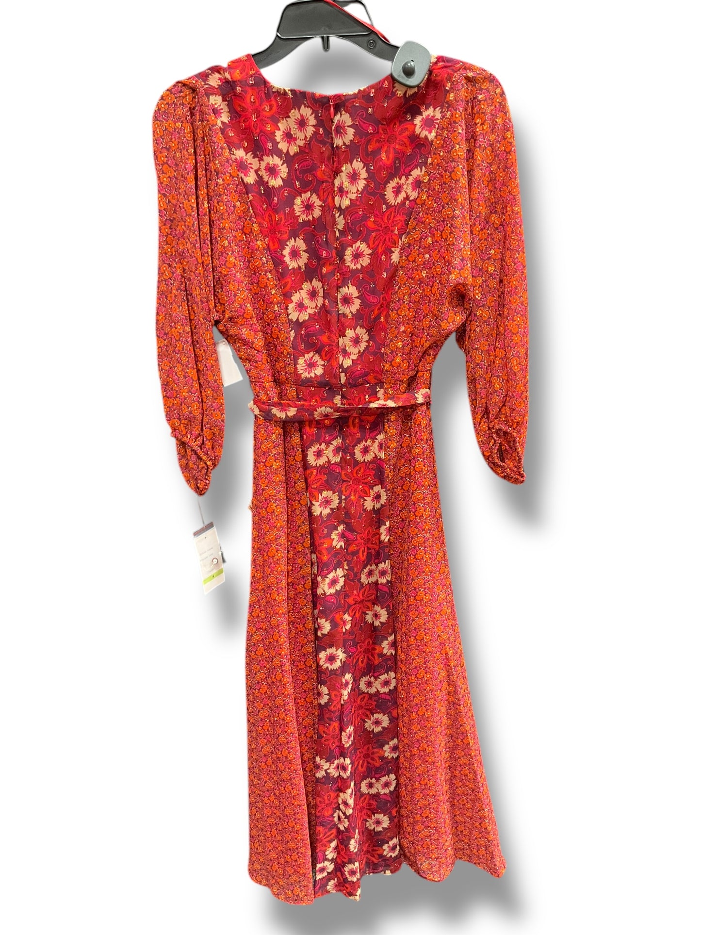 Dress Casual Midi By Taylor In Orange & Pink, Size: 4