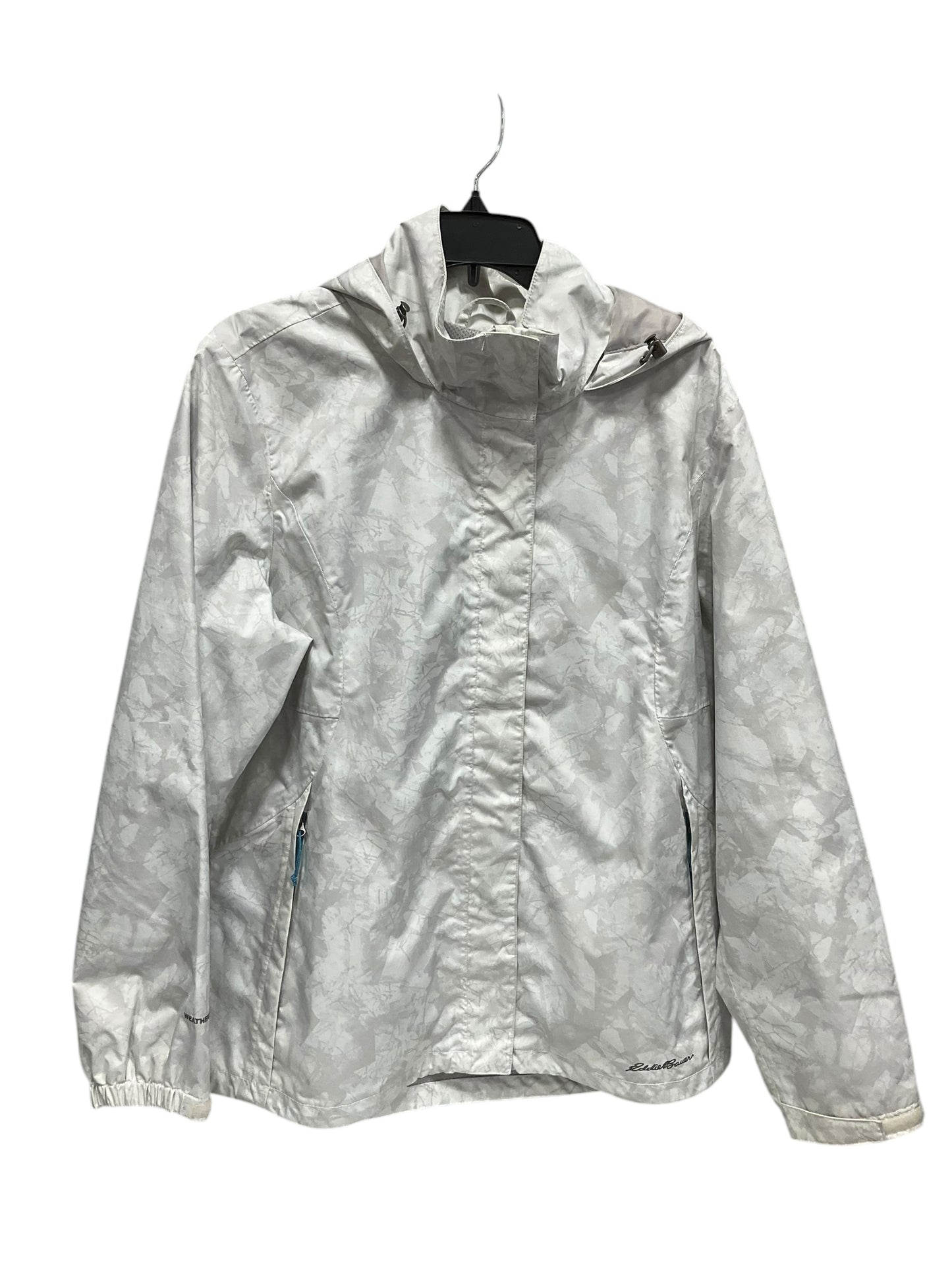 Jacket Windbreaker By Eddie Bauer In Grey & White, Size: Xl