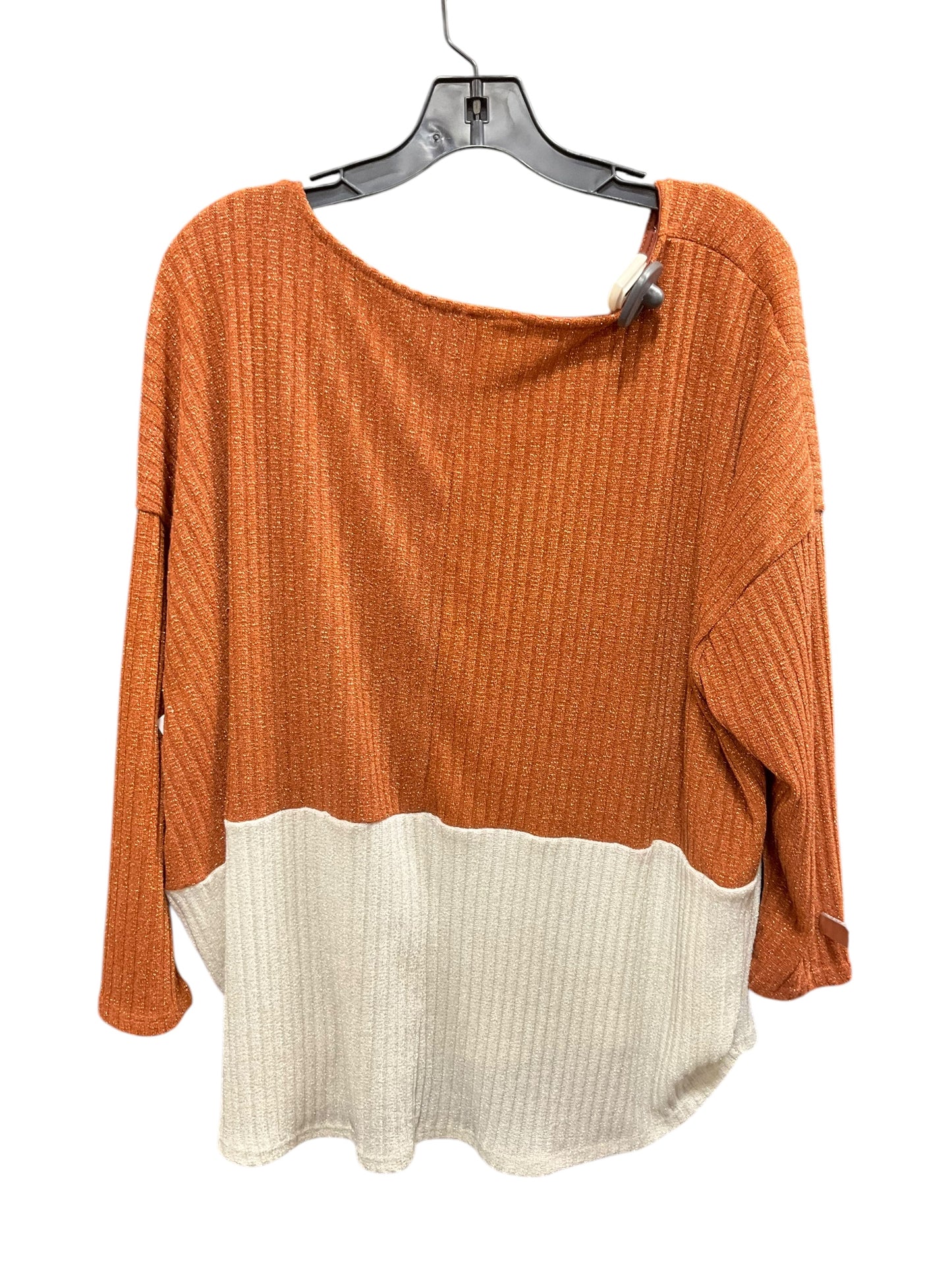 Sweater By Clothes Mentor In Orange & White, Size: 2x