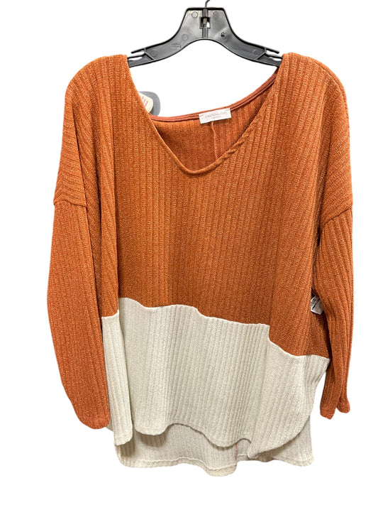 Sweater By Clothes Mentor In Orange & White, Size: 2x