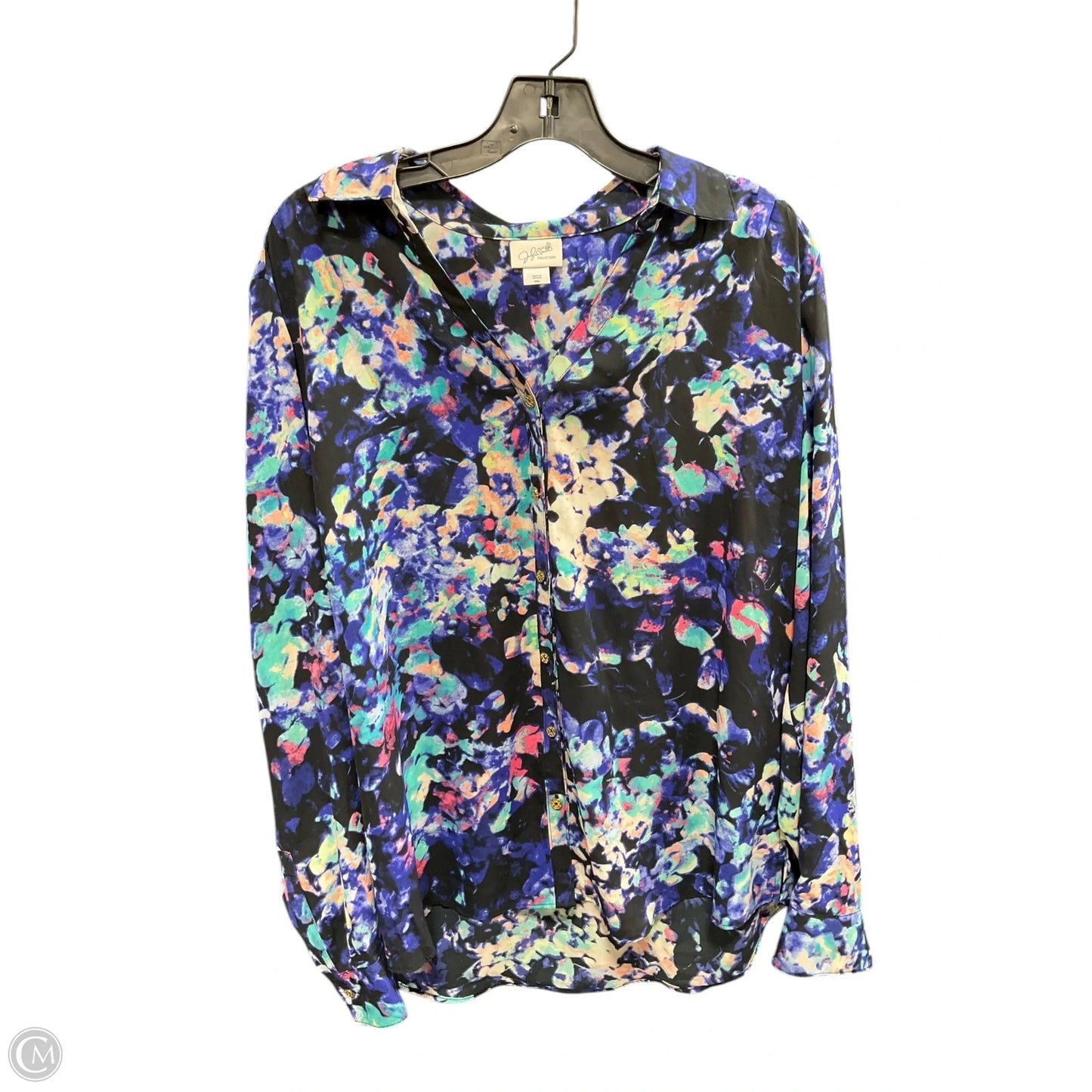 Blouse Long Sleeve By Jaclyn Smith In Floral Print, Size: Xxl