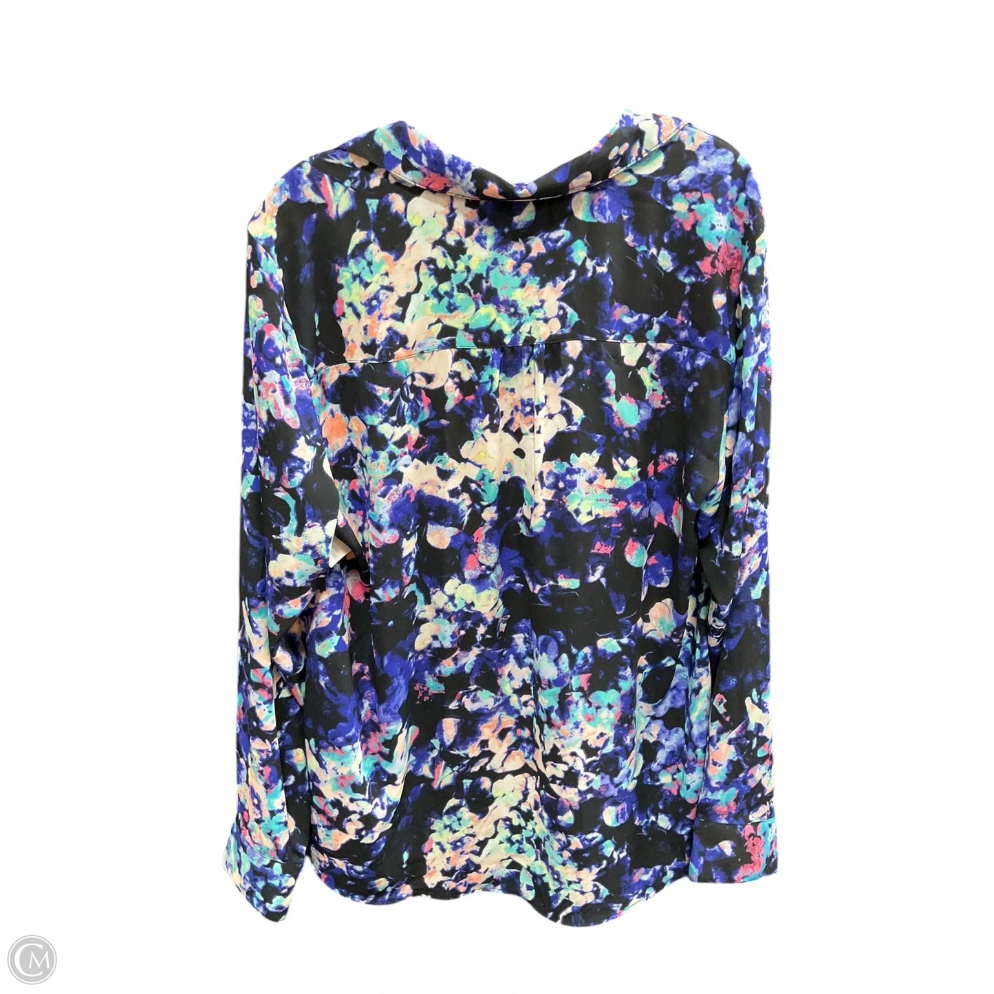 Blouse Long Sleeve By Jaclyn Smith In Floral Print, Size: Xxl