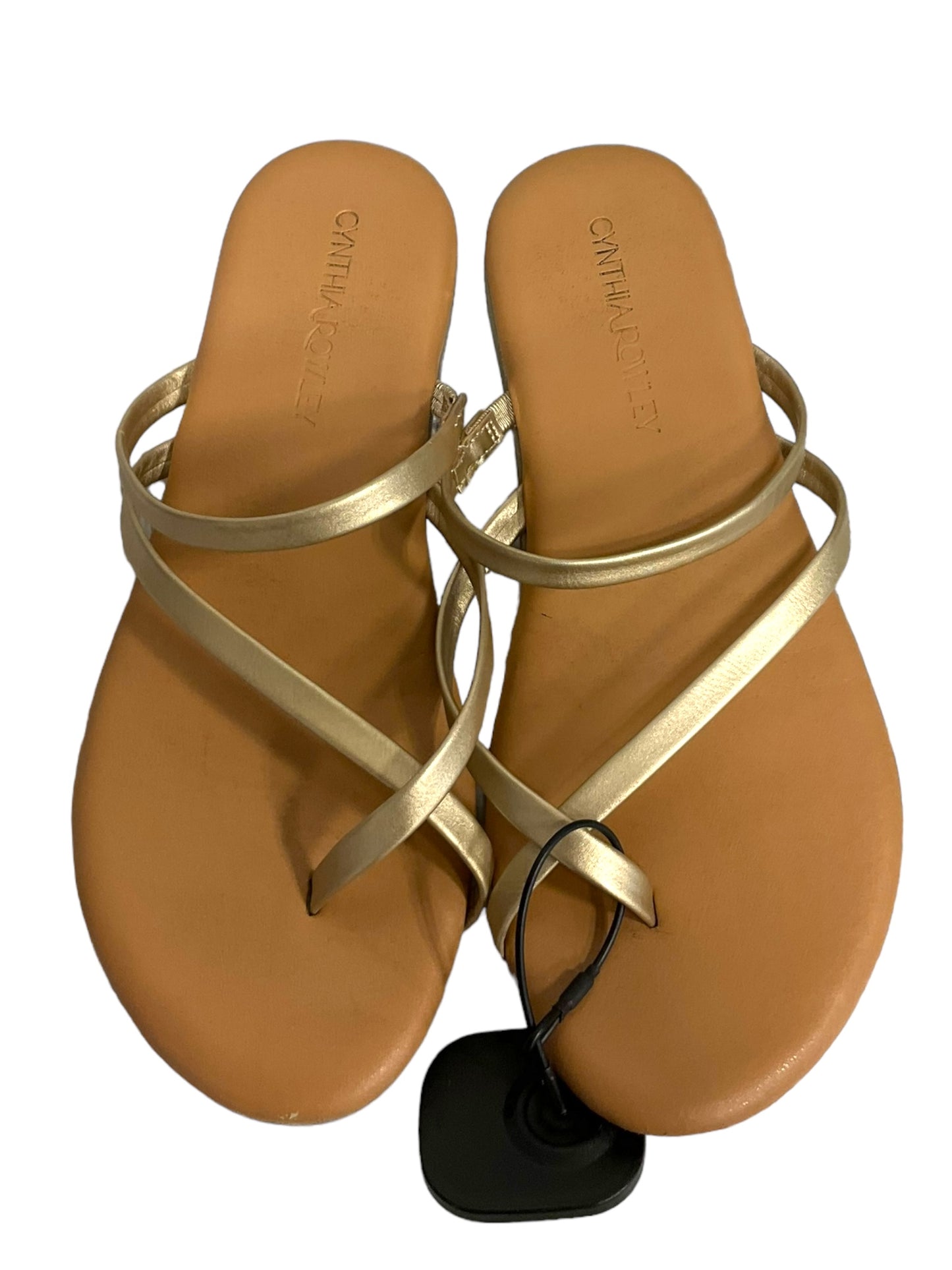 Gold Sandals Flats Cynthia Rowley, Size 7