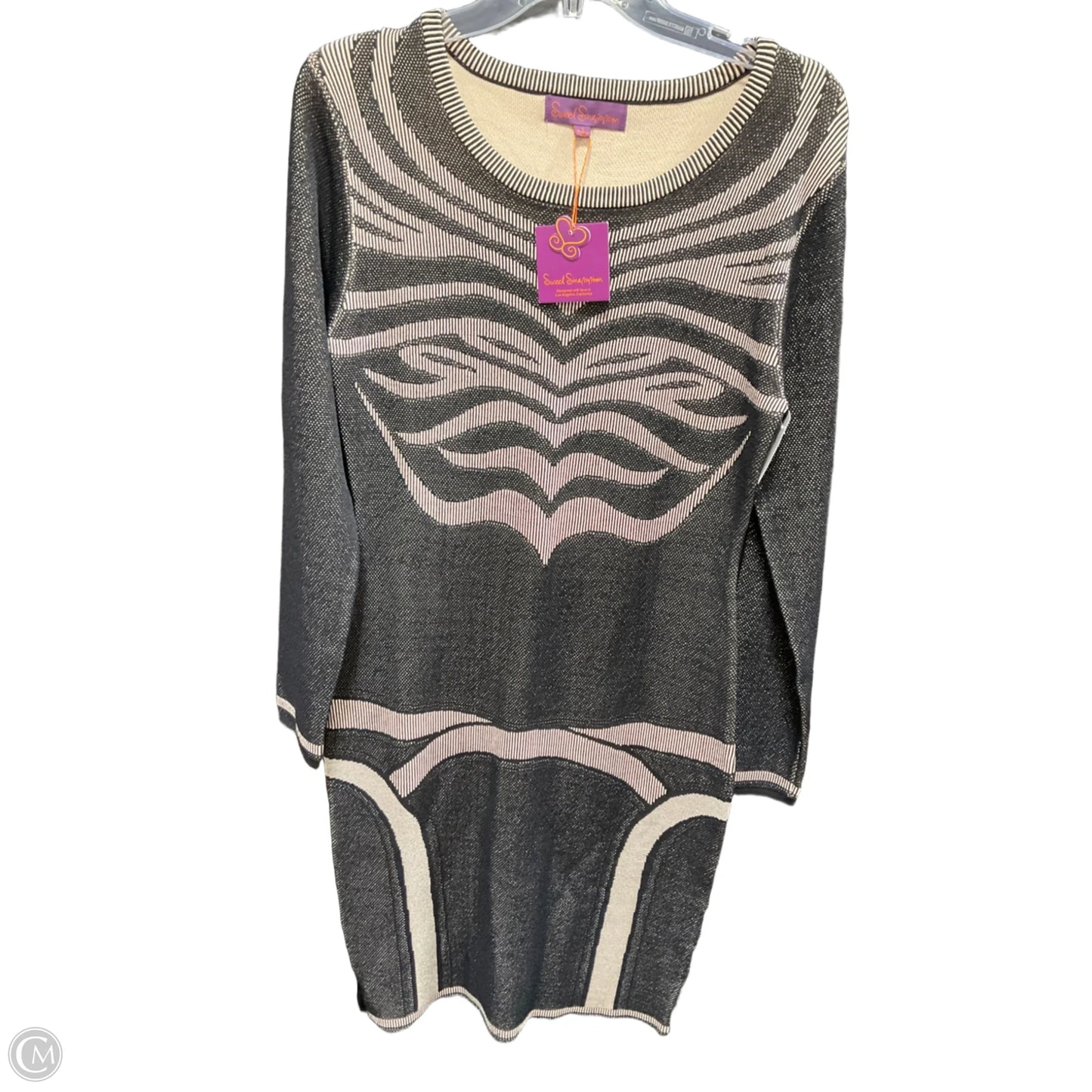 Dress Casual Midi By Clothes Mentor In Black & Cream, Size: L