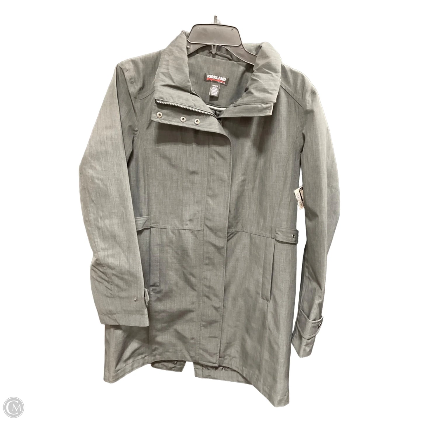 Coat Raincoat By Kirkland In Grey, Size: M