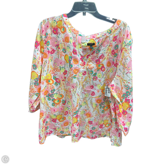 Top Long Sleeve By Talbots In Orange & Pink, Size: 3x